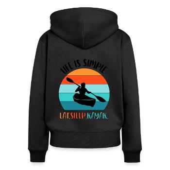 Rudern Kanu Kajak Kaya Kayaking Ruderboot - Frauen Premium Bio Zip Hoodie - Schwarz - Hinten - Julia (174cm)