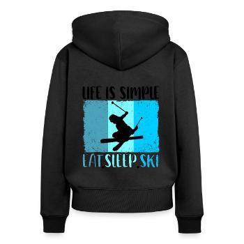 Ski ski Skieurs Vacances au ski - Sweat à capuche zippé Premium bio Femme - noir - Dos - Julia (174cm)