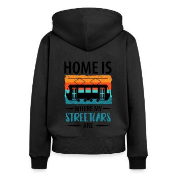 Straßenbahnfahrer Straßenbahn Stadtbahn Tram - Frauen Premium Bio Zip Hoodie - Schwarz - Hinten - Julia (174cm)