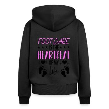 Soins des pieds Pédicure Podiatre Salon de manucure Cadeau - Sweat à capuche zippé Premium bio Femme - noir - Dos - Julia (174cm)