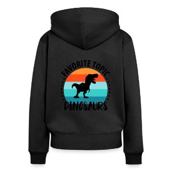 Paléontologie Dinosaures - Sweat à capuche zippé Premium bio Femme - noir - Dos - Julia (174cm)