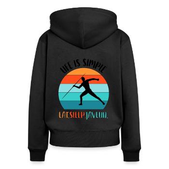 Speerwurf Speerwerfen Speerwerfer - Frauen Premium Bio Zip Hoodie - Schwarz - Hinten - Julia (174cm)