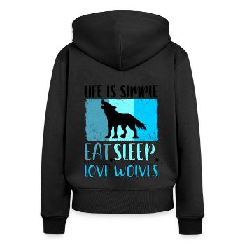 Wolf Wolves Wolf Pack - Women's Premium Organic Zip Hoodie - black - Back - Julia (174cm)