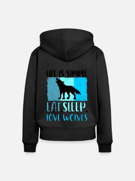 Wolf Wölfe Wolfsrudel - Premium økologisk hoodie med lynlås til kvinder - sort