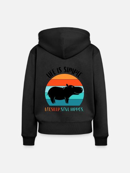 Nilpferd Flußpferd - Frauen Premium Bio Zip Hoodie - Schwarz