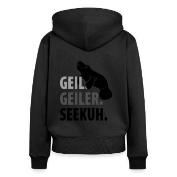 Seekühe Lustige Seekuh - Frauen Premium Bio Zip Hoodie - Schwarz - Hinten - Julia (174cm)