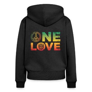 Un design d’amour pour le reggae rasta - Sweat à capuche zippé Premium bio Femme - noir - Dos - Julia (174cm)