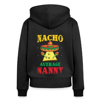 Nacho, nounou moyenne pour - Sweat à capuche zippé Premium bio Femme - noir - Dos - Julia (174cm)