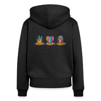 Friedensliebes-eiscreme Für Gefrorenen Süßen Fan - Frauen Premium Bio Zip Hoodie - Schwarz - Hinten - Julia (174cm)
