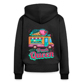 Eiswagen-königin Für Gefrorenen Süßen Fan - Frauen Premium Bio Zip Hoodie - Schwarz - Hinten - Julia (174cm)