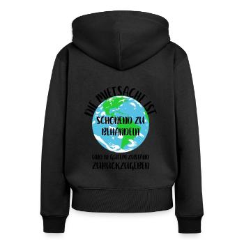 Naturschutz Klima Naturschützer Meer - Frauen Premium Bio Zip Hoodie - Schwarz - Hinten - Julia (174cm)