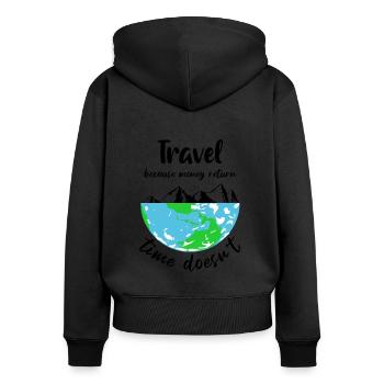 Voyage Tour du Monde Tour - Sweat à capuche zippé Premium bio Femme - noir - Dos - Julia (174cm)