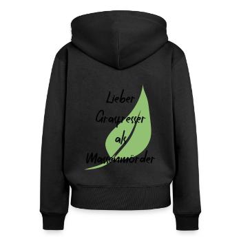 Vegan Veganer Tierschutz Vegetarier Vegetarisch - Frauen Premium Bio Zip Hoodie - Schwarz - Hinten - Julia (174cm)