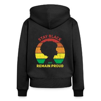 Restez noir et restez fier rétro pour la fierté - Sweat à capuche zippé Premium bio Femme - noir - Dos - Julia (174cm)