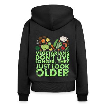 Vegetarians no longer live, they only grow - Women's Premium Organic Zip Hoodie - black - Back - Julia (174cm)