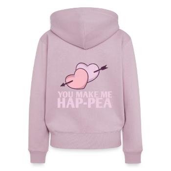 Ils me font Hap-pea-marriage-design pour la mariée - Sweat à capuche zippé Premium bio Femme - rose poudré - Dos - Julia (174cm)
