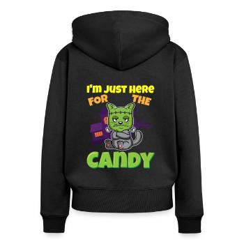 I'm Just Here For The Candy Scary Halloween Beast - Frauen Premium Bio Zip Hoodie - Schwarz - Hinten - Julia (174cm)