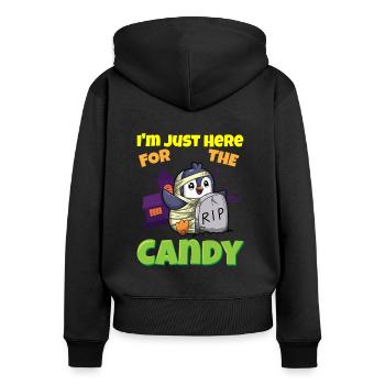 I'm Just Here For The Candy Scary Halloween Beast - Frauen Premium Bio Zip Hoodie - Schwarz - Hinten - Julia (174cm)