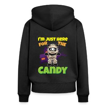 I'm Just Here For The Candy Scary Halloween Beast - Frauen Premium Bio Zip Hoodie - Schwarz - Hinten - Julia (174cm)