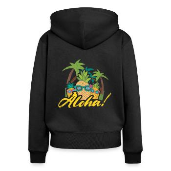 Aloha Pineapple And Pine Tree Design For The Beach - Women's Premium Organic Zip Hoodie - black - Back - Julia (174cm)