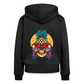 Ananas Und Kiefer Design Für Strandliebhaber - Frauen Premium Bio Zip Hoodie - Schwarz - Hinten - Julia (174cm)
