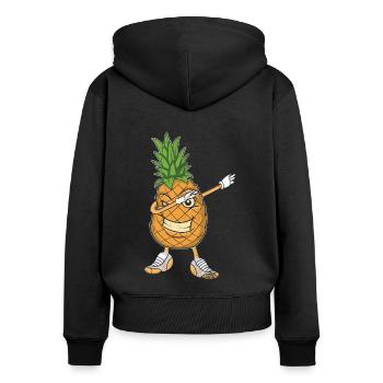 Abtupfendes Ananas-design Für Strandliebhaber - Frauen Premium Bio Zip Hoodie - Schwarz - Hinten - Julia (174cm)