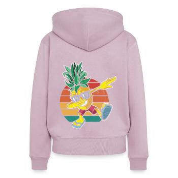 Abtupfendes Ananas-sonnenbrillen-design Für Den - Frauen Premium Bio Zip Hoodie - Altrosa - Hinten - Julia (174cm)