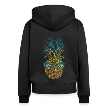 Ananas-sonnenbrillen-design Für Strandliebhaber - Frauen Premium Bio Zip Hoodie - Schwarz - Hinten - Julia (174cm)