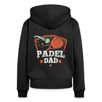 Padel Papa Padel Raquette Ball Design Pour Padel - Sweat à capuche zippé Premium bio Femme - noir - Dos - Julia (174cm)