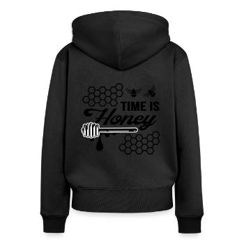 Hobby beekeeper loves honey "time is honey" - Women's Premium Organic Zip Hoodie - black - Back - Julia (174cm)