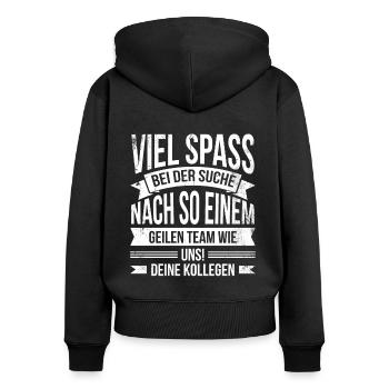 Jobwechsel Kollegen Abschied von Arbeitskollegen - Frauen Premium Bio Zip Hoodie - Schwarz - Hinten - Julia (174cm)