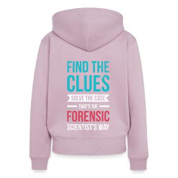 Trouver les indices, résoudre l’affaire, enquêteur - Sweat à capuche zippé Premium bio Femme - rose poudré - Dos - Julia (174cm)