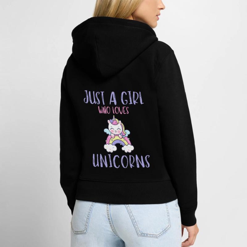 Nur Ein Mädchen, Das Einhörner Liebt. Frauen Premium Bio Zip Hoodie