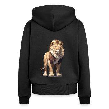 Lion Art - Women's Premium Organic Zip Hoodie - black - Back - Julia (174cm)