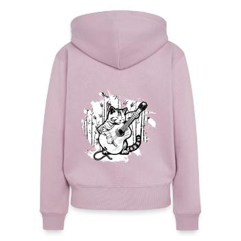 Katze spielt Akustikgitarre Instrumente Cool - Frauen Premium Bio Zip Hoodie - Altrosa - Hinten - Julia (174cm)