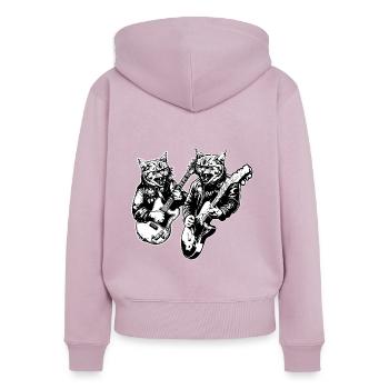 Zwei Katzen Spielt Gitarreninstrumente Rock Niedlich - Frauen Premium Bio Zip Hoodie - Altrosa - Hinten - Julia (174cm)