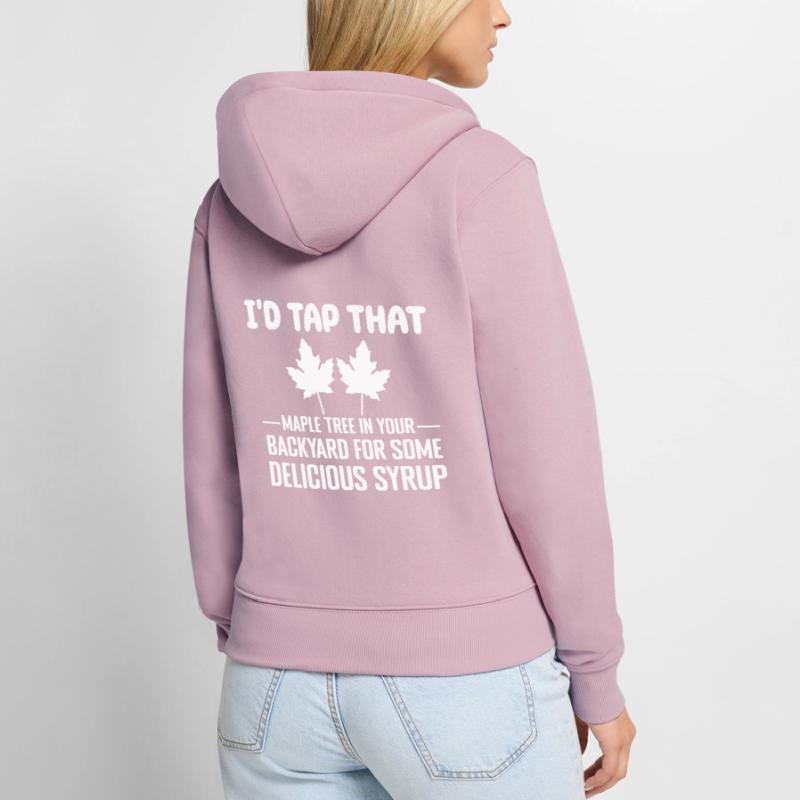 Appuyez sur cet érable Tapping Maple Tree Maple Leaf Sweat à capuche zippé Premium bio Femme