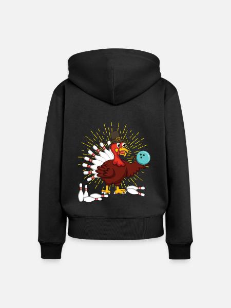 Truthahn Thanksgiving Truthahn Bowling - Frauen Premium Bio Zip Hoodie - Schwarz