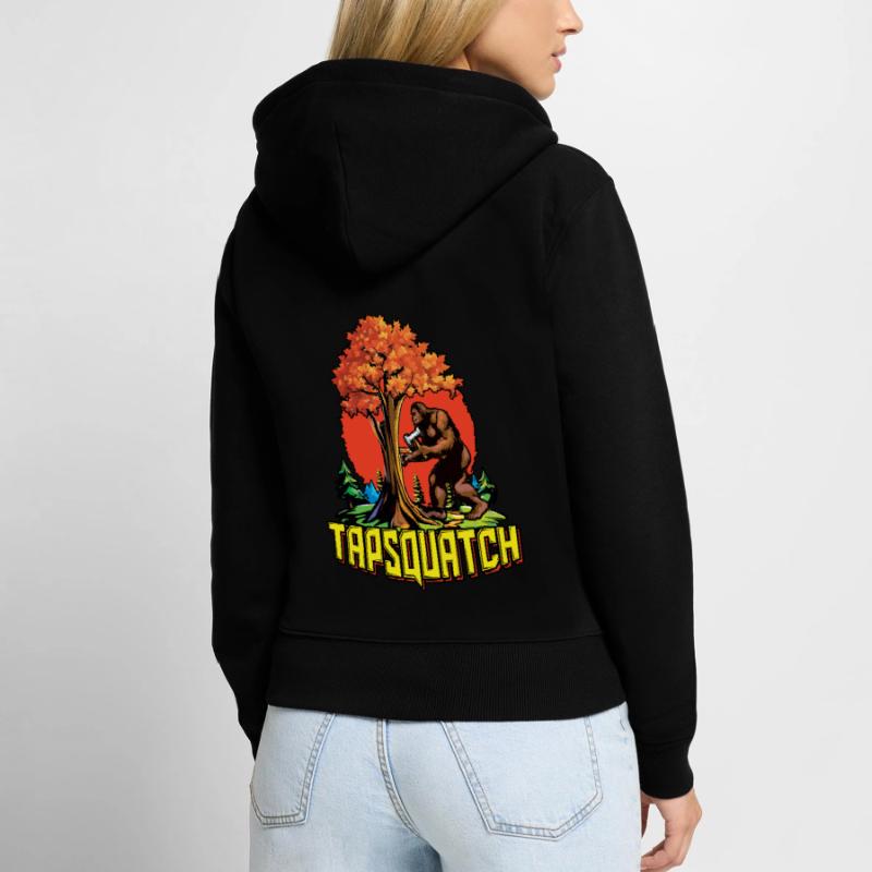 Tapsquatch Tapping Maple Tree Maple Leaf Women's Premium Organic Zip Hoodie