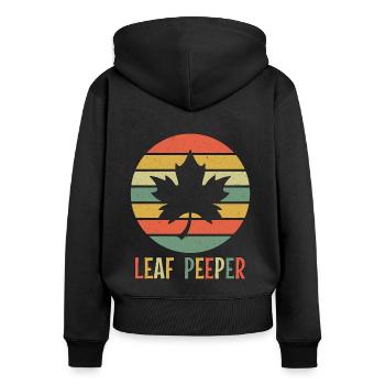 Blatt Peeper Laub Leaf Peeping Retro Vintage - Frauen Premium Bio Zip Hoodie - Schwarz - Hinten - Julia (174cm)