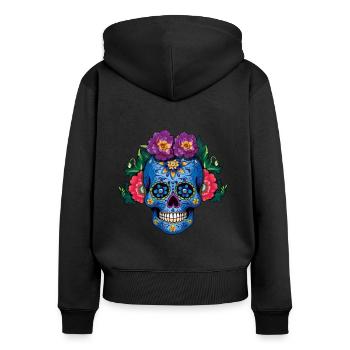 Mexikanisches Skelett Muertos Tag Des Toten Halloween - Frauen Premium Bio Zip Hoodie - Schwarz - Hinten - Julia (174cm)