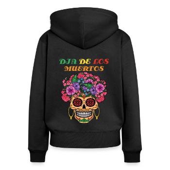 Dia Los Muertos Halloween Party Blumen - Frauen Premium Bio Zip Hoodie - Schwarz - Hinten - Julia (174cm)