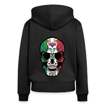 Flagge Mexiko Muertos Tag Der Toten Halloween - Frauen Premium Bio Zip Hoodie - Schwarz - Hinten - Julia (174cm)