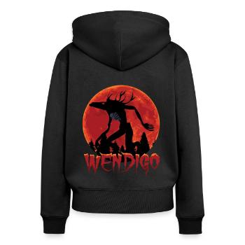 Cryptide Monstres Folk Wendigo Cryptide Effrayant - Sweat à capuche zippé Premium bio Femme - noir - Dos - Julia (174cm)