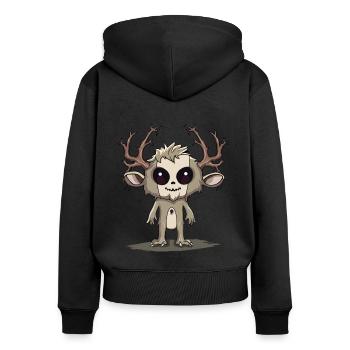 Niedliches Kawaii Wendigo Kryptid Monster - Frauen Premium Bio Zip Hoodie - Schwarz - Hinten - Julia (174cm)