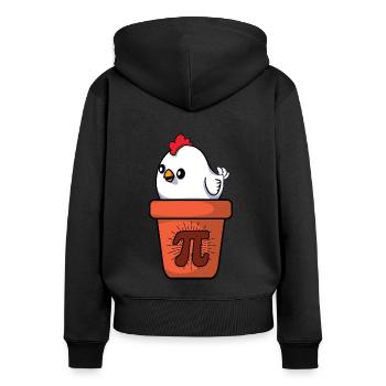 Pi Day poulet dans un pot de fleurs illustration - Sweat à capuche zippé Premium bio Femme - noir - Dos - Julia (174cm)