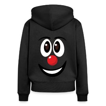 Karneval Lustiges Clown Gesicht Rote Nase - Frauen Premium Bio Zip Hoodie - Schwarz - Hinten - Julia (174cm)