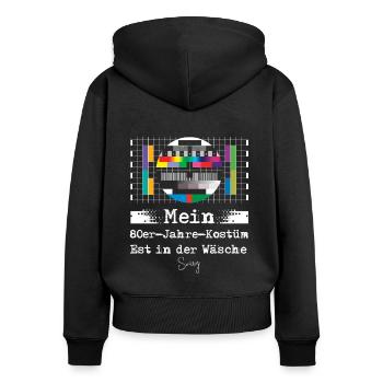 Mein 80er Jahre Kostüm - Frauen Premium Bio Zip Hoodie - Schwarz - Hinten - Julia (174cm)