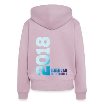 Edition Limitée Février 2018 Légendaire Depuis - Sweat à capuche zippé Premium bio Femme - rose poudré - Dos - Julia (174cm)