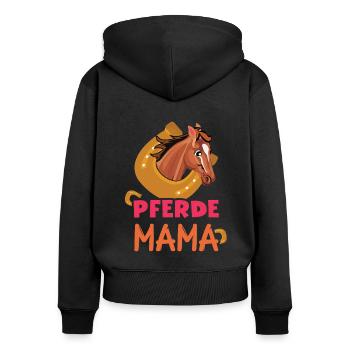 Pferde Mama Schöne Erinnerungen - Frauen Premium Bio Zip Hoodie - Schwarz - Hinten - Julia (174cm)